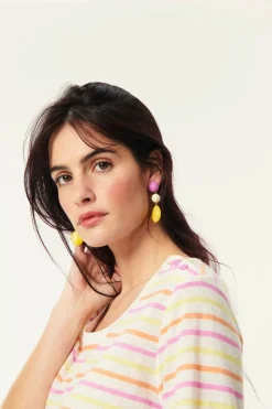 Boucles D'Oreilles Prema Santal/Ecru