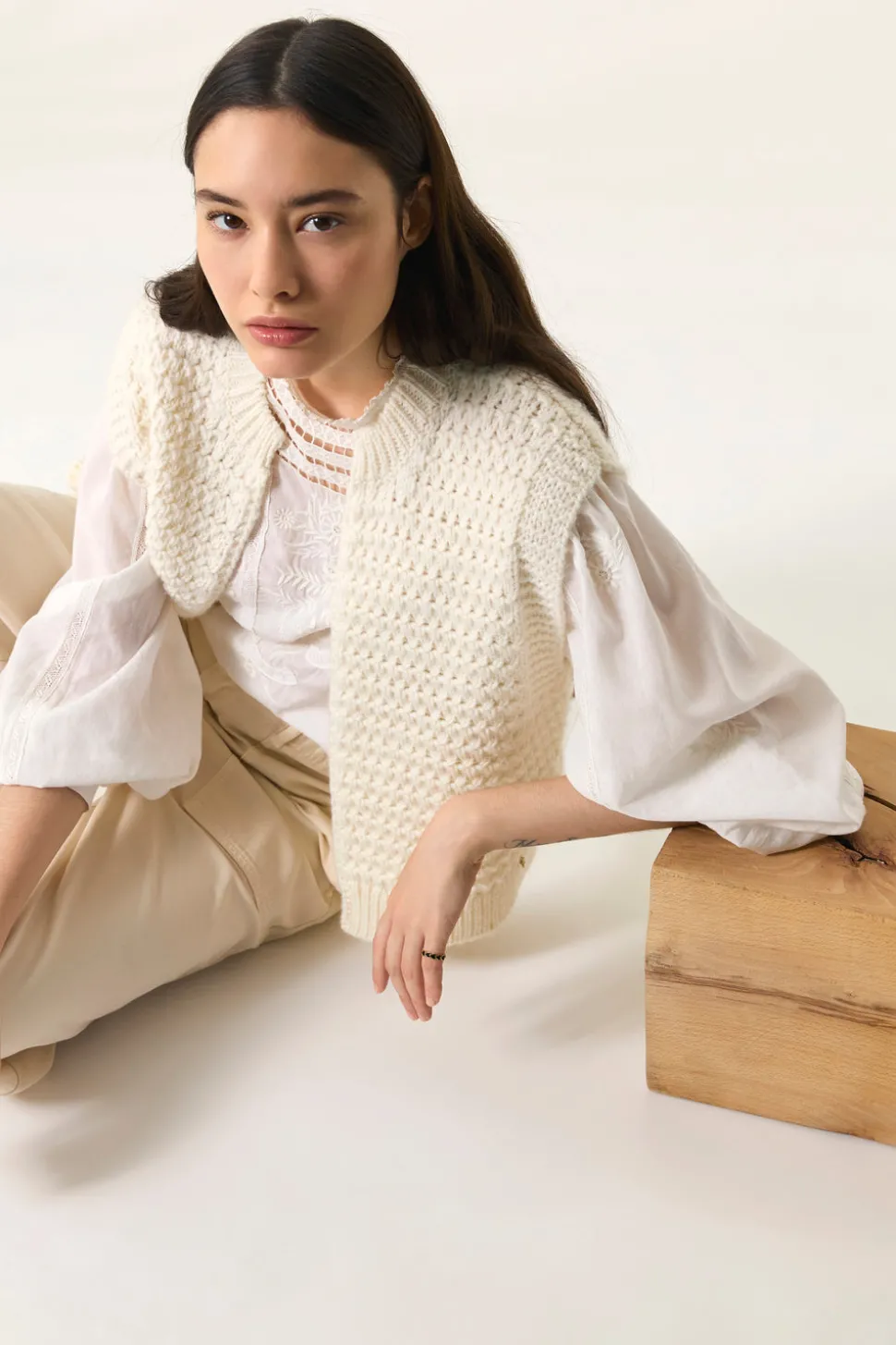 Gilet sans manches Aster Creme