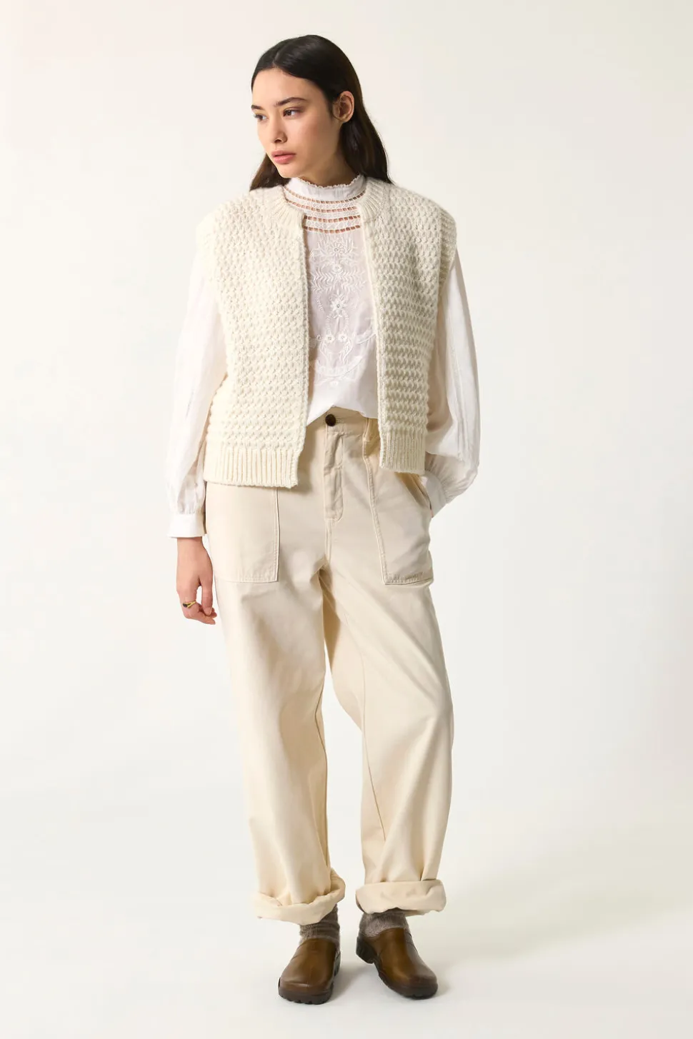 Gilet sans manches Aster Creme